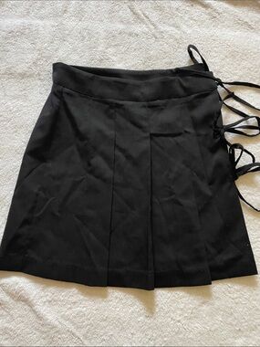 House of Hackney Black Pleated Mini Skirt with Side Ties